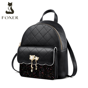 清仓金狐狸双肩包包女时尚百搭休闲菱格牛皮小背包旅行大学生书包