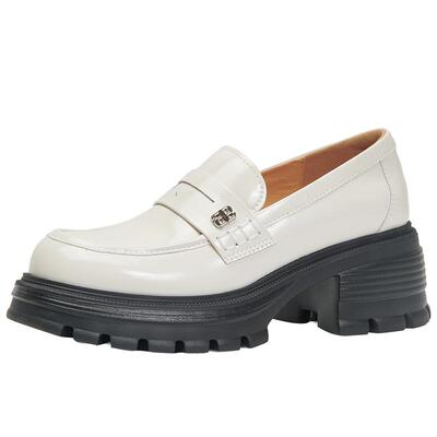 百田森粗跟英伦皮鞋乐福鞋女