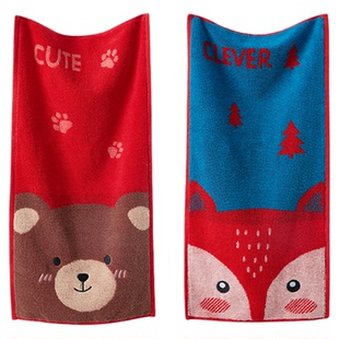 洁丽雅纯棉儿童毛巾洗脸巾女士卡通苏醒的森林童巾家用擦脸面巾新