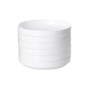 纯白骨瓷盘子合意家用菜盘中式护边陶瓷深盘8寸汤盘菜碟子白色