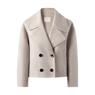 Navigare意大利小帆船短款双面呢大衣女秋冬羊毛保暖外套高档女装