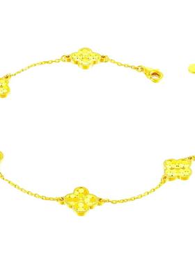 金色拉丝四叶花手链女2025新款