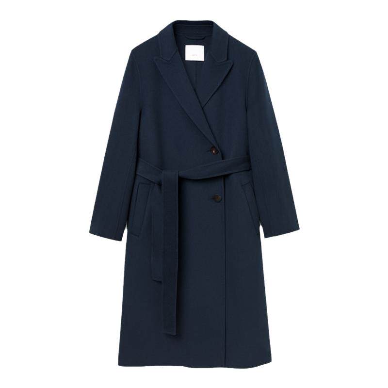 OVV秋冬热卖女装戗驳领休闲通勤保暖羊毛双面呢大衣