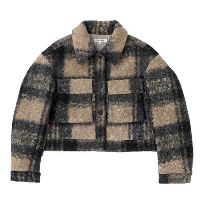 MOUSSY 冬季新品英伦学院风格纹毛呢夹克外套女010HAA30-6731
