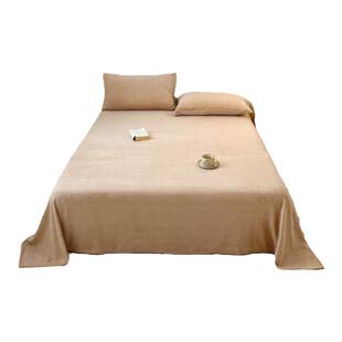 无印良品冬季牛奶绒床单单件加厚珊瑚绒冬天毛绒单人纯色被单毯子