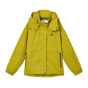 商场同款URLAZH有兰2026春季新款黄绿色可拆卸立领连帽三防外套女