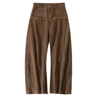 大于诗集 夜晚咖啡馆 美式复古工装裤女宽松显瘦灯芯绒休闲弯刀裤