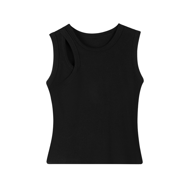 pusumede 白色针织吊带背心女夏设计感镂空修身显瘦百搭无袖上衣