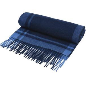 鹿王羊绒围巾男100纯羊绒新款男士山羊绒围巾披肩蓝色围脖