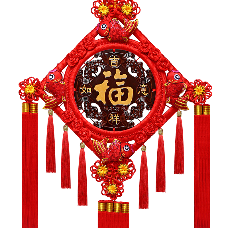 新款中国结挂件客厅大号高档福字桃木玄关新居电视墙沙发墙入户门