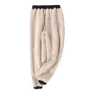 裤子女冬季加绒女外穿束脚条纹运动裤宽松外穿加厚休闲裤保暖卫裤