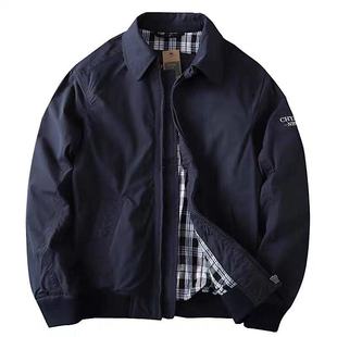 秋冬男士防风衣商务休闲简约百搭纯色翻领双层夹克外套中青年男装