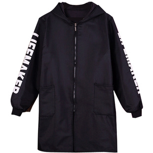 加绒罩衣加厚外套男女拉链中长款厨房防水防油长袖围裙保暖工作服