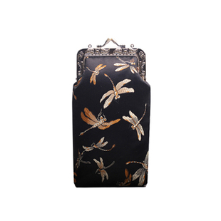 雅集新款原创复古蜻蜓织锦锻流苏iphone15promax苹果13手机包斜挎