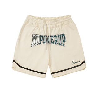BD健美站夏季健身训练美式短裤撞色刺绣针织篮球运动短裤男宽松