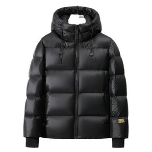 雪中飞黑金男士短款时尚羽绒服冬季保暖休闲防风男装加厚连帽外套