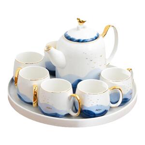 国潮水墨陶瓷茶壶杯具套装家用