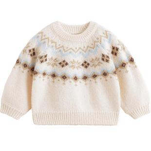 马克珍妮女童费尔岛毛衣儿童宽松绵羊毛针织衫2025年冬装241681