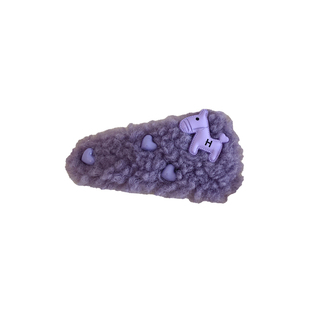 小众复古柔雾紫色小马羊羔毛发夹女边夹侧边碎发刘海夹秋冬头饰