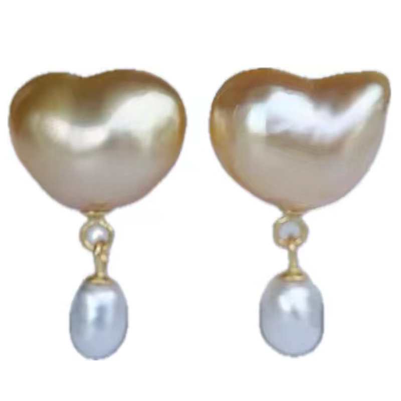 天然海水南洋keshi澳白野生珍珠云朵小水滴大溪地巴洛克耳钉耳坠