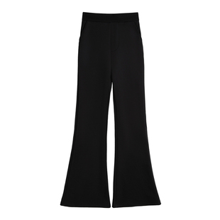 黑色加绒微喇裤子女2026新款秋冬季加厚小个子修身显瘦西装喇叭裤