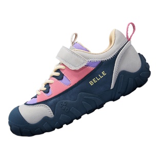 百丽童鞋男童户外鞋徒步登山暴走鞋防滑软底复古魔术贴儿童运动鞋