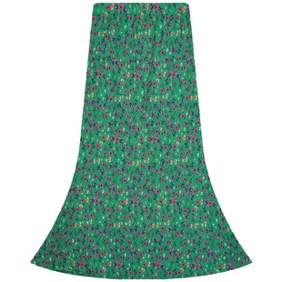 今屿花花 绿色a字高腰碎花半身裙夏女2025新款半身长裙设计感小众