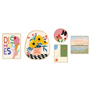 多巴胺奶油风客厅装饰画卡通沙发背景墙挂画儿童房卧室组合壁画