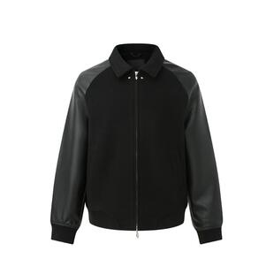 CH丨毛呢拼接棒球服夹克男秋季美式潮流宽松黑色男士休闲翻领外套