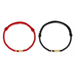 新年礼物情侣款手链一生一世手绳编织绳999足金转运珠送男女友