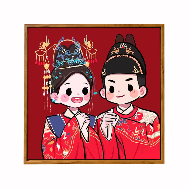 结婚订婚新婚纱照片定制数字油画
