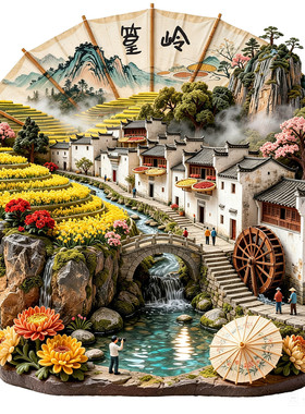 江西婺源篁岭文创冰箱贴伴手礼