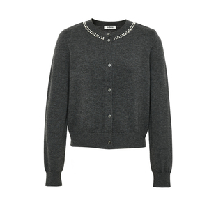 indicia标记商场同款春秋miu系穿搭经典灰色开衫外套 F2C4KS434F