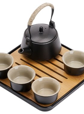 陶瓷黑色功夫茶具储水式提梁壶