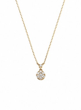 日本Vendome Aoyama圆形钻锆石项链女镀18.K纯银水滴锁骨链气质潮