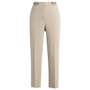 海兰丝春夏季新款休闲显瘦米色小脚裤子百搭九分直筒西装裤女