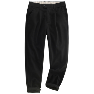 汉絮420G重磅针织毛呢轻商务休闲裤男士秋冬季厚款抓绒小直筒长裤