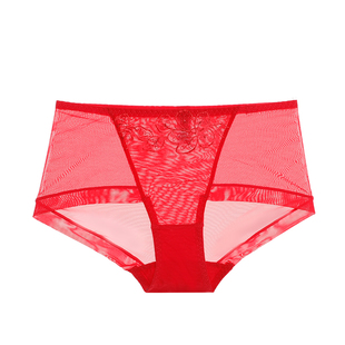 夏娃之秀红色本命年内裤女透气裆高级蕾丝短裤三角裤新款不夹臀