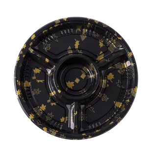 圆形一次性寿司盒4分格5隔塑料水果拼盘日式三文鱼虾生外卖包邮