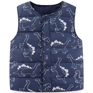 波姆熊秋冬新款男童宝宝保暖羽绒马甲婴儿童背心白鸭绒轻薄中大童