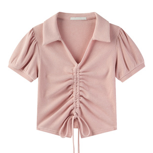 polo衫T恤女士短袖正肩2026新款修身爆款短款夏天巨好看的上衣服