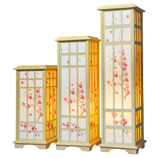 新中式婚庆宫灯路引原木梅花方柱婚礼舞台现场布置道具装饰摆件结