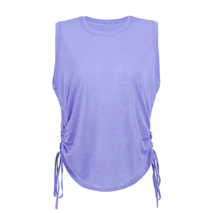 annerun慵懒风无袖防晒罩衫女夏宽松舞蹈运动背心薄纱上衣瑜伽服