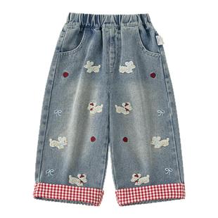 INSbobo女童裤子2026夏季新款女宝牛仔裤洋气宝宝直筒裤儿童夏装