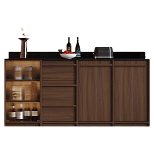 实木骨骼线餐边柜咖啡柜一体靠墙置物柜客厅家用储物柜餐厅茶水柜