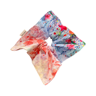 梦境之森~油画风花朵方巾大肠发圈女高级感绝美超大发绳方形头饰