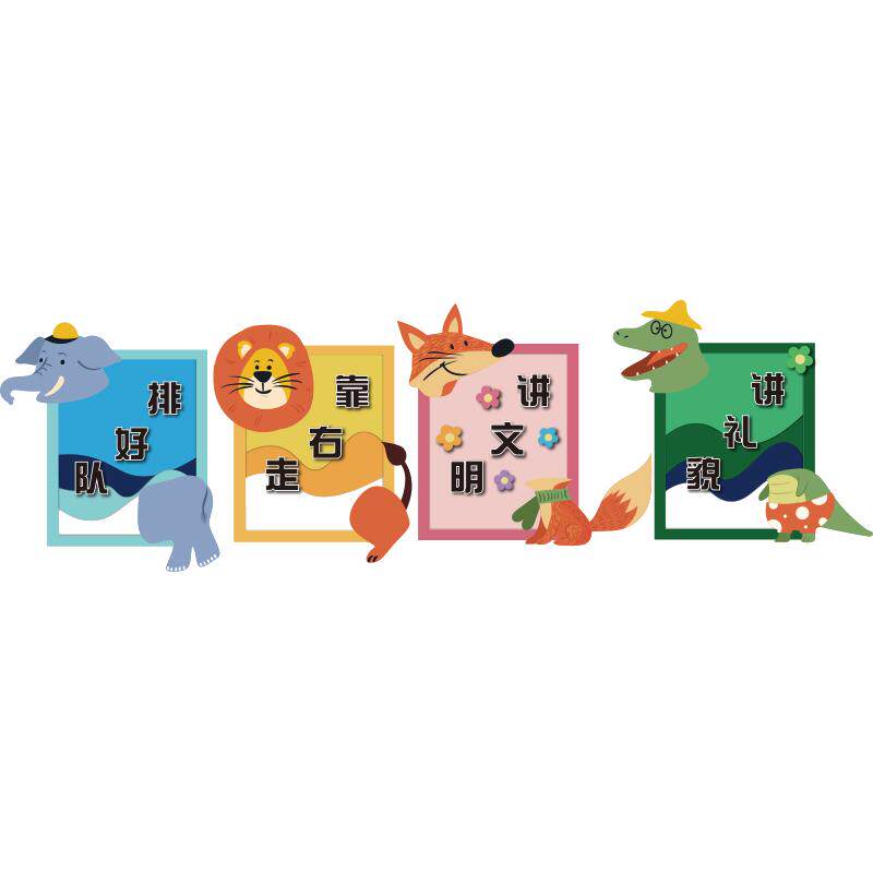 幼儿园文明礼仪楼梯墙面装饰化室托管走廊布置背景环创主题成品贴