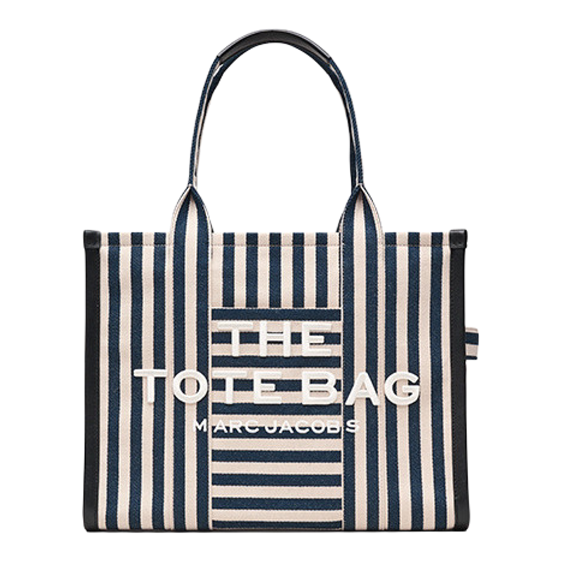 【礼物】MARC JACOBS/莫杰 TOTE MJ 大号织物条纹设计托特包