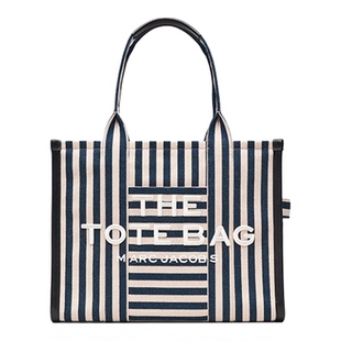 【七夕礼物】MARC JACOBS/莫杰 TOTE MJ 大号织物条纹设计托特包