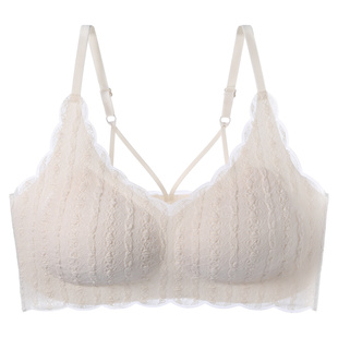 美背内衣女小胸聚拢性感法式薄款蕾丝无钢圈文胸白色收副乳胸罩